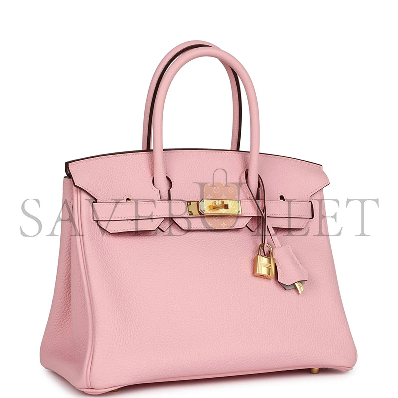 H**mes birkin 30 rose sakura verso clemence gold hardware (30*22*16cm)